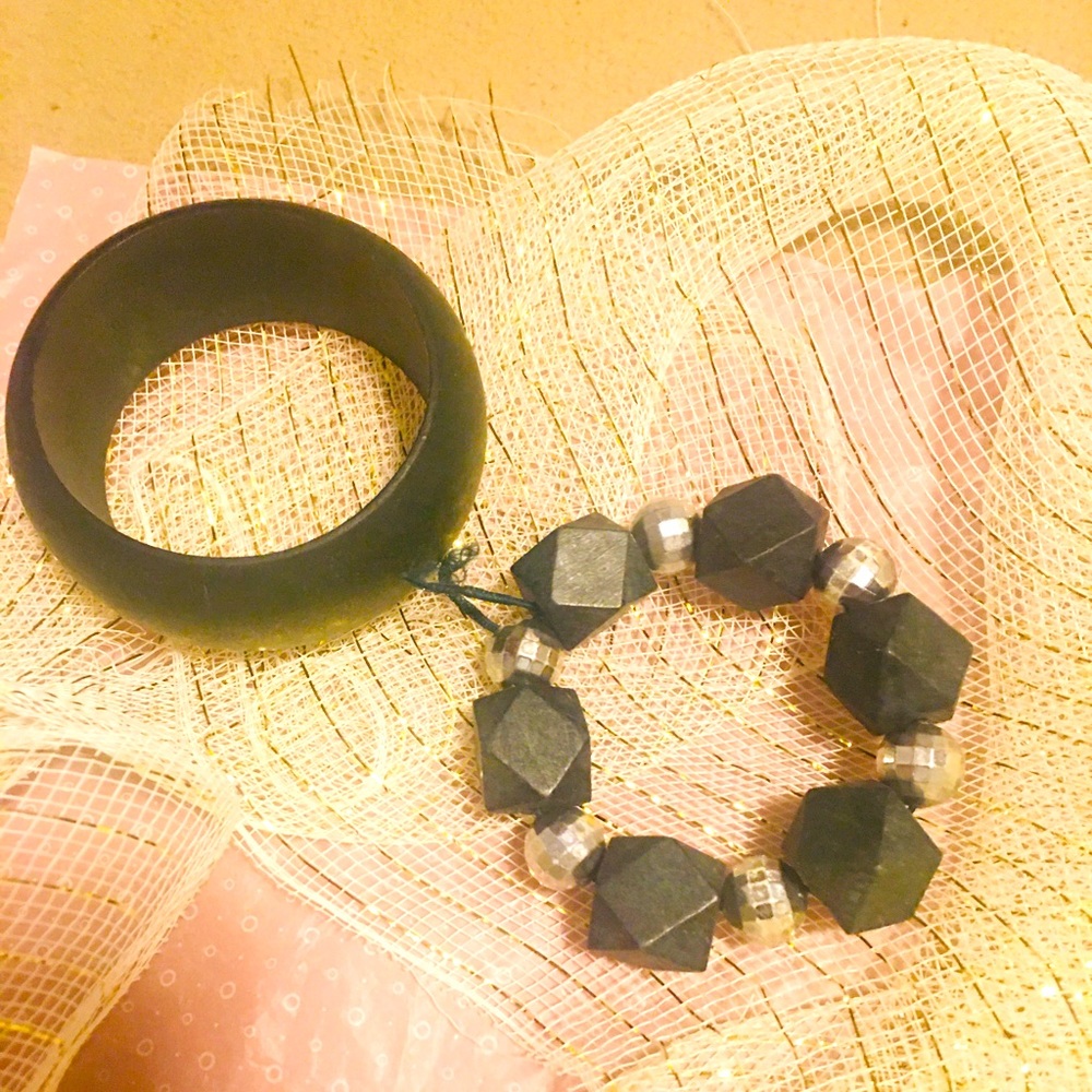Unique wooden ethnic bracelets.